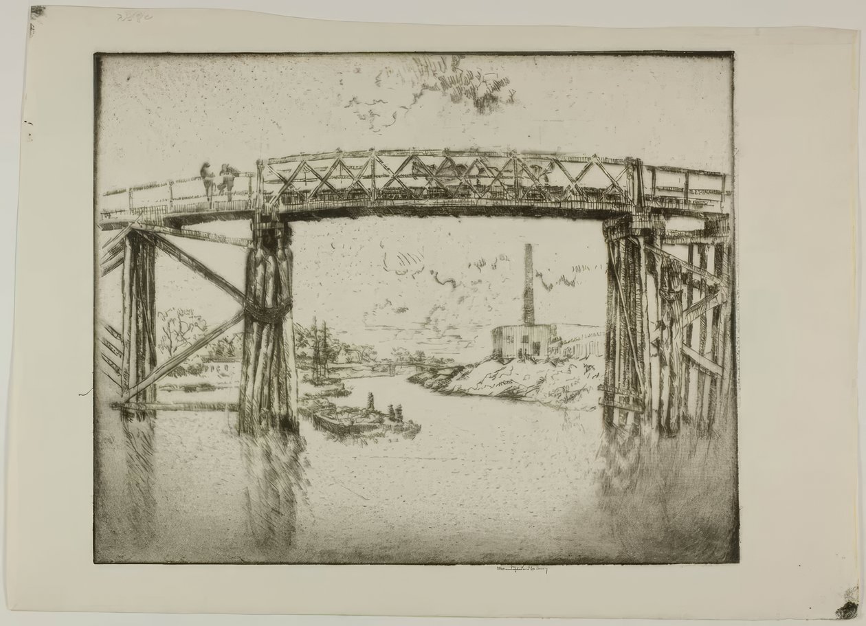 Chicago – Barki na północnej odnodze rzeki autorstwa Bror Julius Olsson Nordfeldt