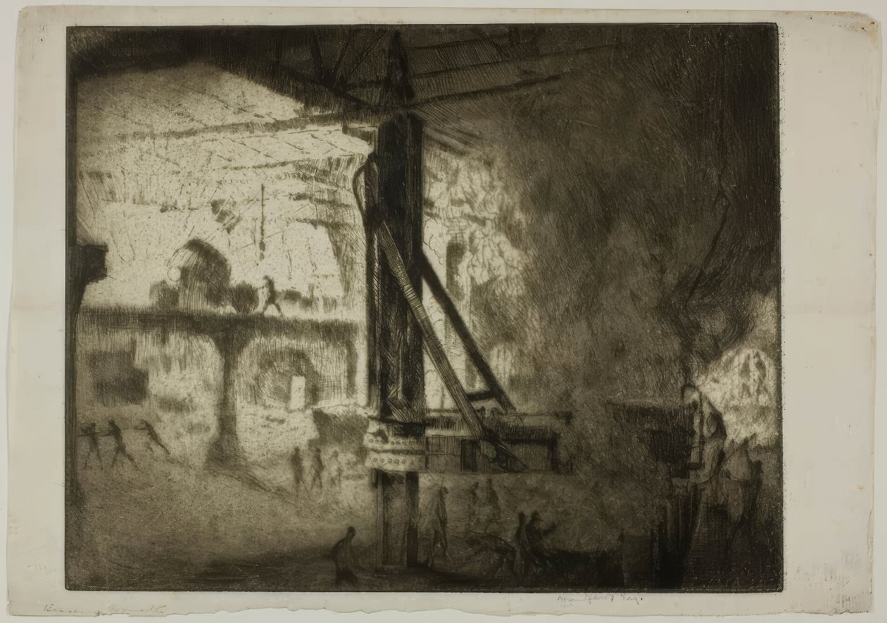 Chicago – Bessemer Converters, Illinois Steel Co. autorstwa Bror Julius Olsson Nordfeldt