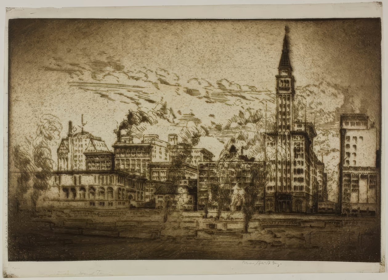 Chicago – Wieża Montgomery Ward autorstwa Bror Julius Olsson Nordfeldt