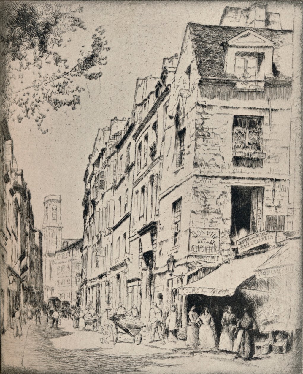 Dziedziniec Halles, Rue St Jacques, 1915 autorstwa Bror Julius Olsson Nordfeldt