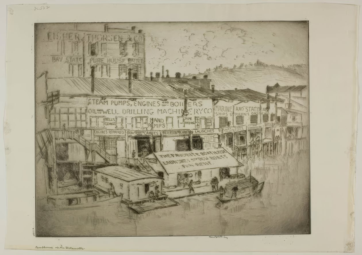 Domek na łodzi nad rzeką Willamette autorstwa Bror Julius Olsson Nordfeldt