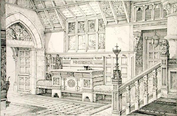 Hall, z „Przykłady mebli dawnych i współczesnych”, Bruce Talbert autorstwa Bruce James Talbert