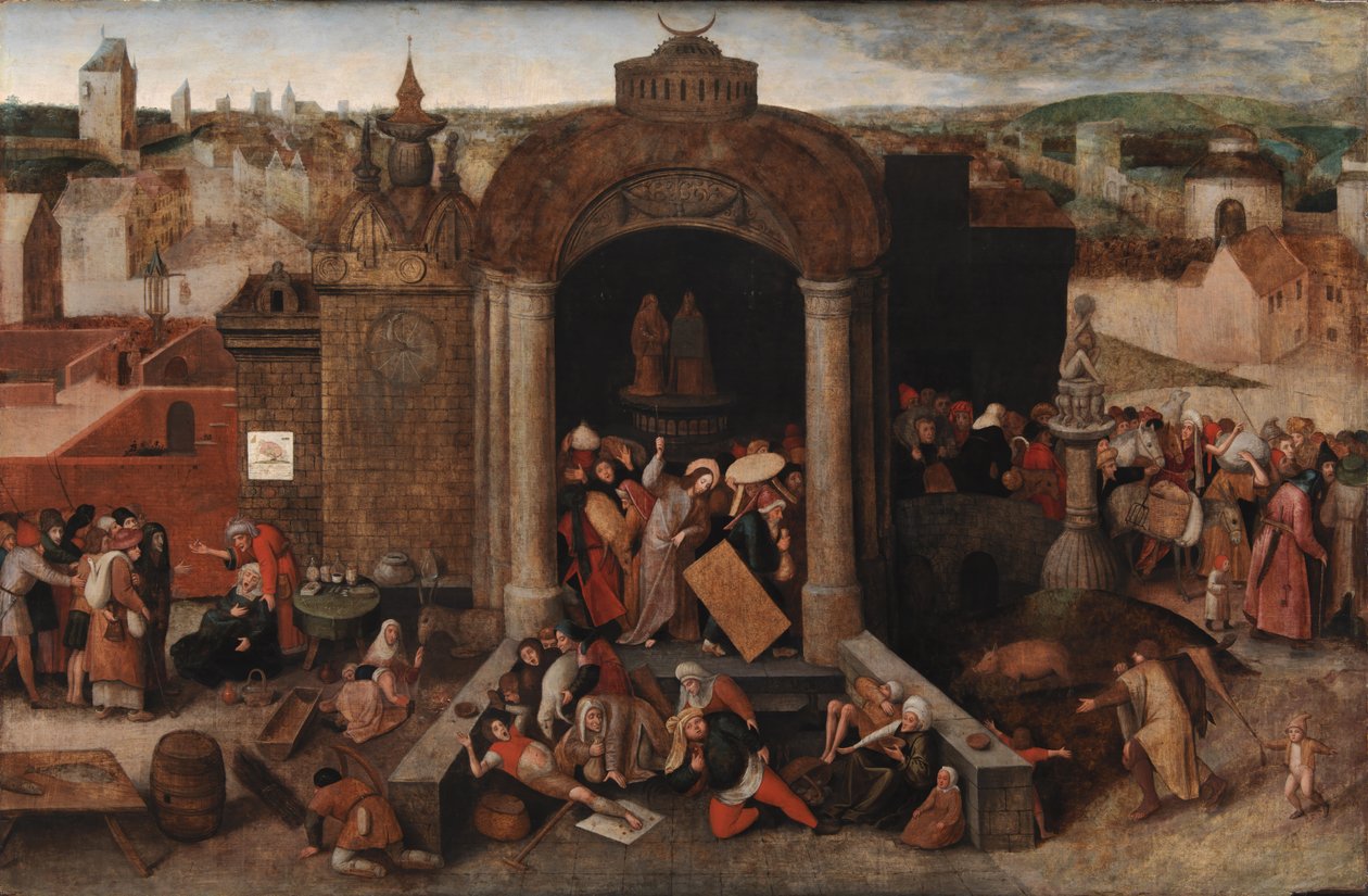 Chrystus wyprowadza kupców ze świątyni, po 1569 autorstwa Bruegel