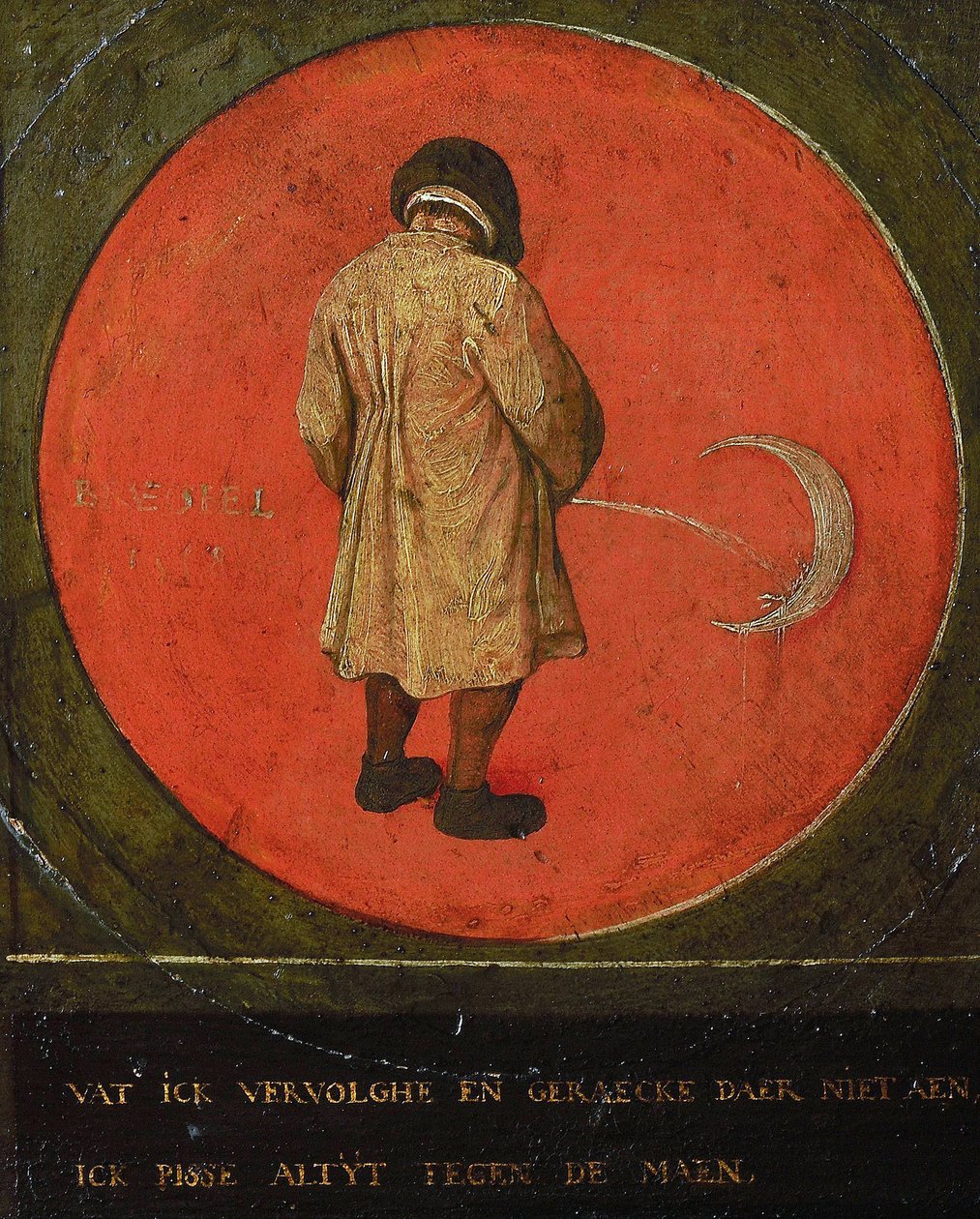 Cokolwiek robię, jest daremne. Sikam do księżyca., 1558. autorstwa Bruegel