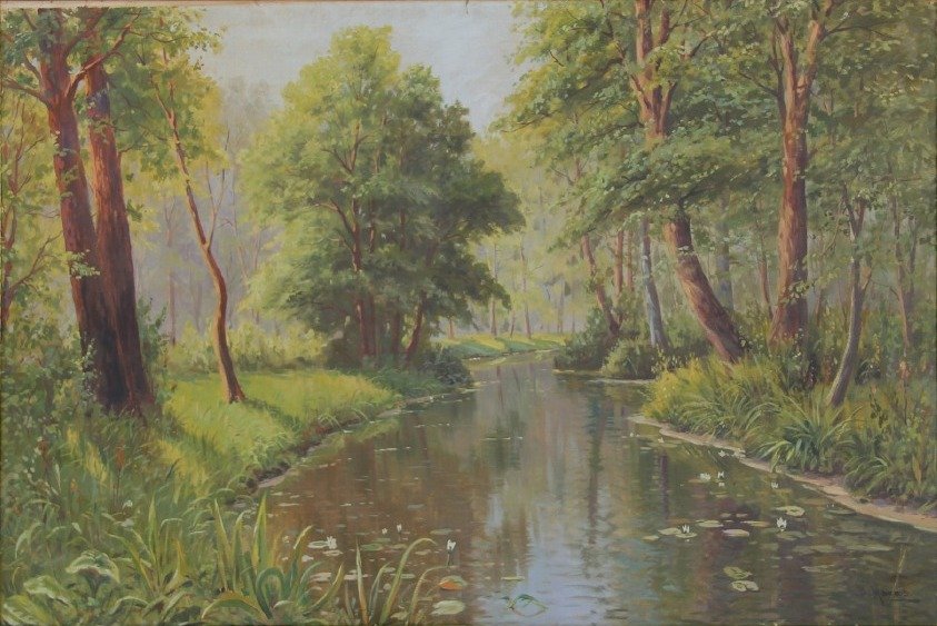 Waldlandschaft mit Flussn autorstwa Bruno Moras