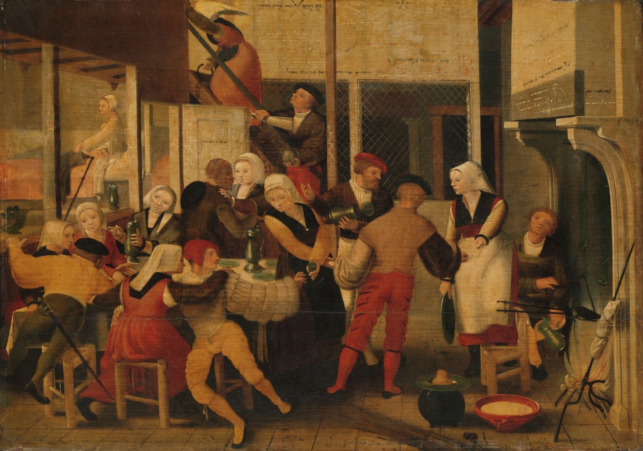 Przyjęcie w burdelu, ok. 1540 r. (olej na desce) autorstwa Brunswick Monogrammist