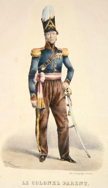 Pułkownik Pierre Joseph Parent (zm.1881) c.1831 (kolor lito) autorstwa Burggraaf Burggraaf