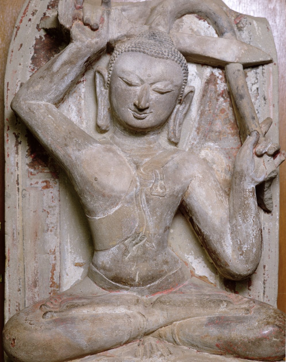 Siedzący Budda ścinający włosy autorstwa Burmese School