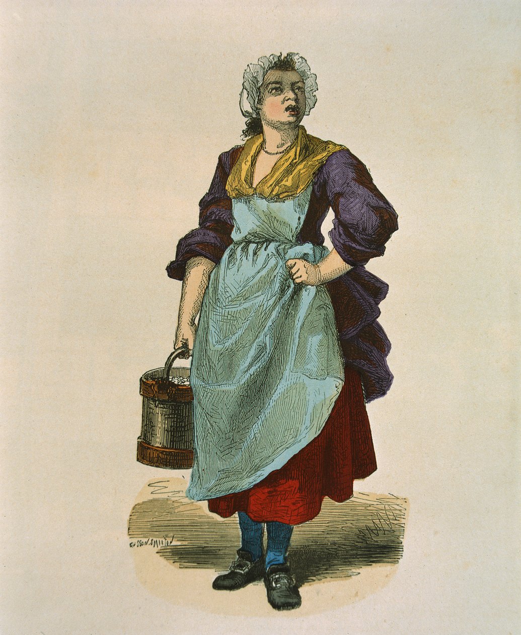 Sprzedawca orzechów włoskich w 1774 r. (rycina kolorowa) autorstwa Burn Smeeton