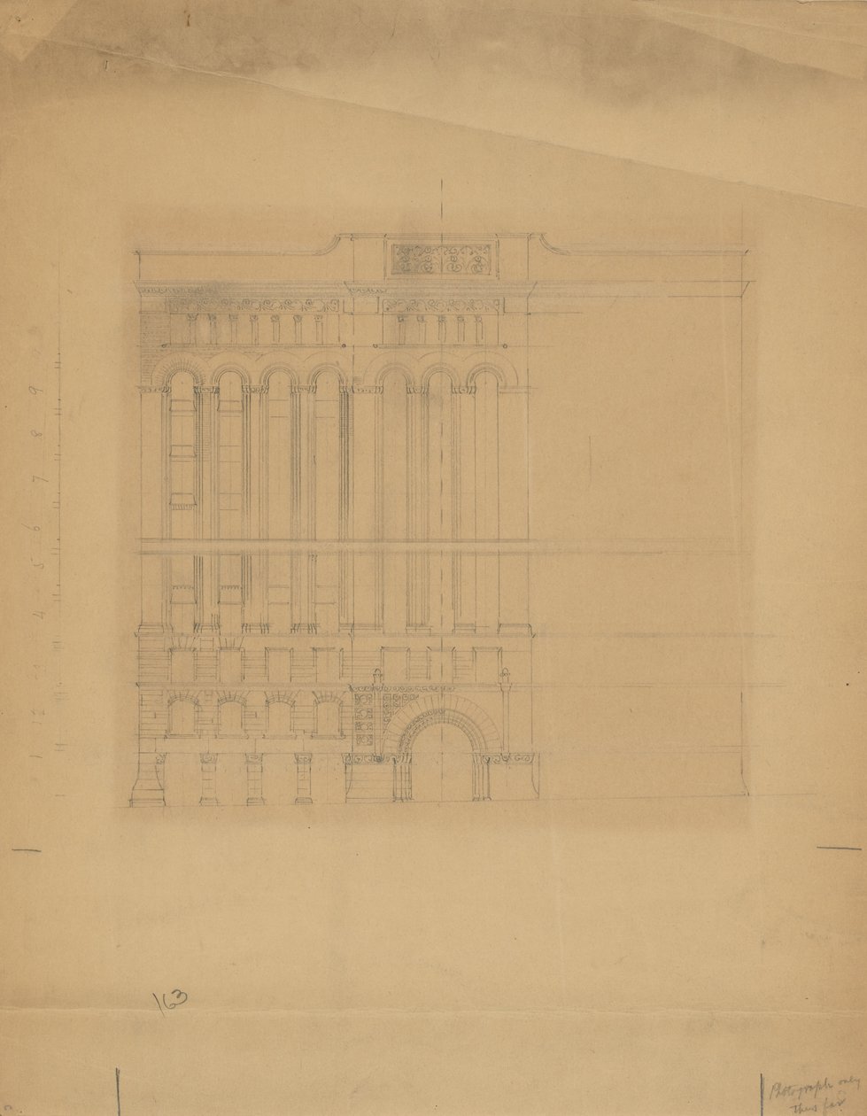 Mills Building, San Francisco, Kalifornia, Szkic projektowy autorstwa Burnham and Root