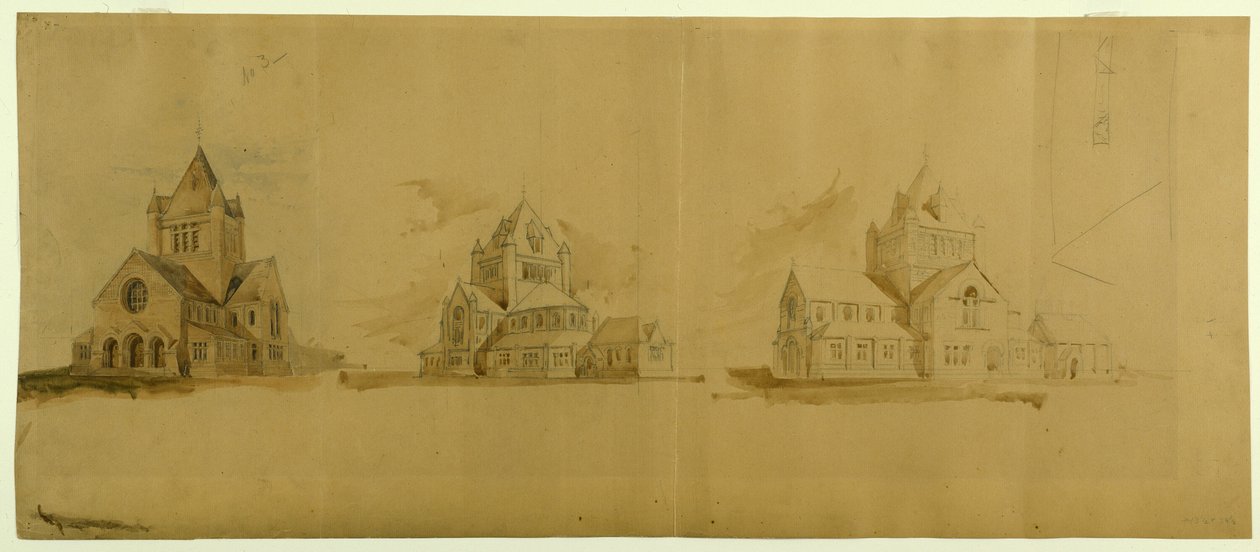 Kościół św. Gabriela, Chicago, Illinois, Szkice perspektywiczne, ok. 1930 r. 1889. autorstwa Burnham and Root