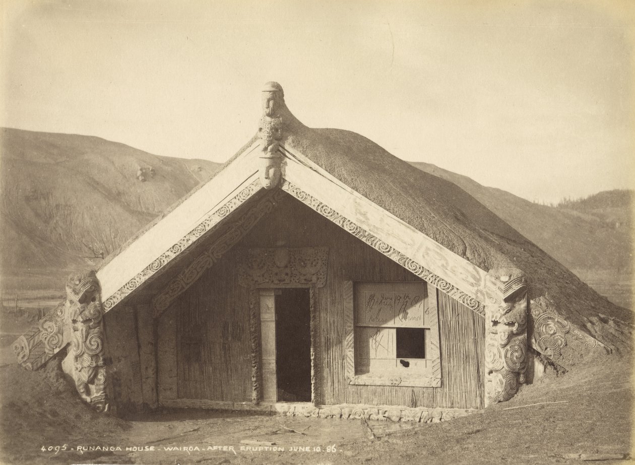 Runanga House - Wairoa - After Eruption 10.86.06, lipiec 1886 (druk albumowy) autorstwa Burton Brothers Studio