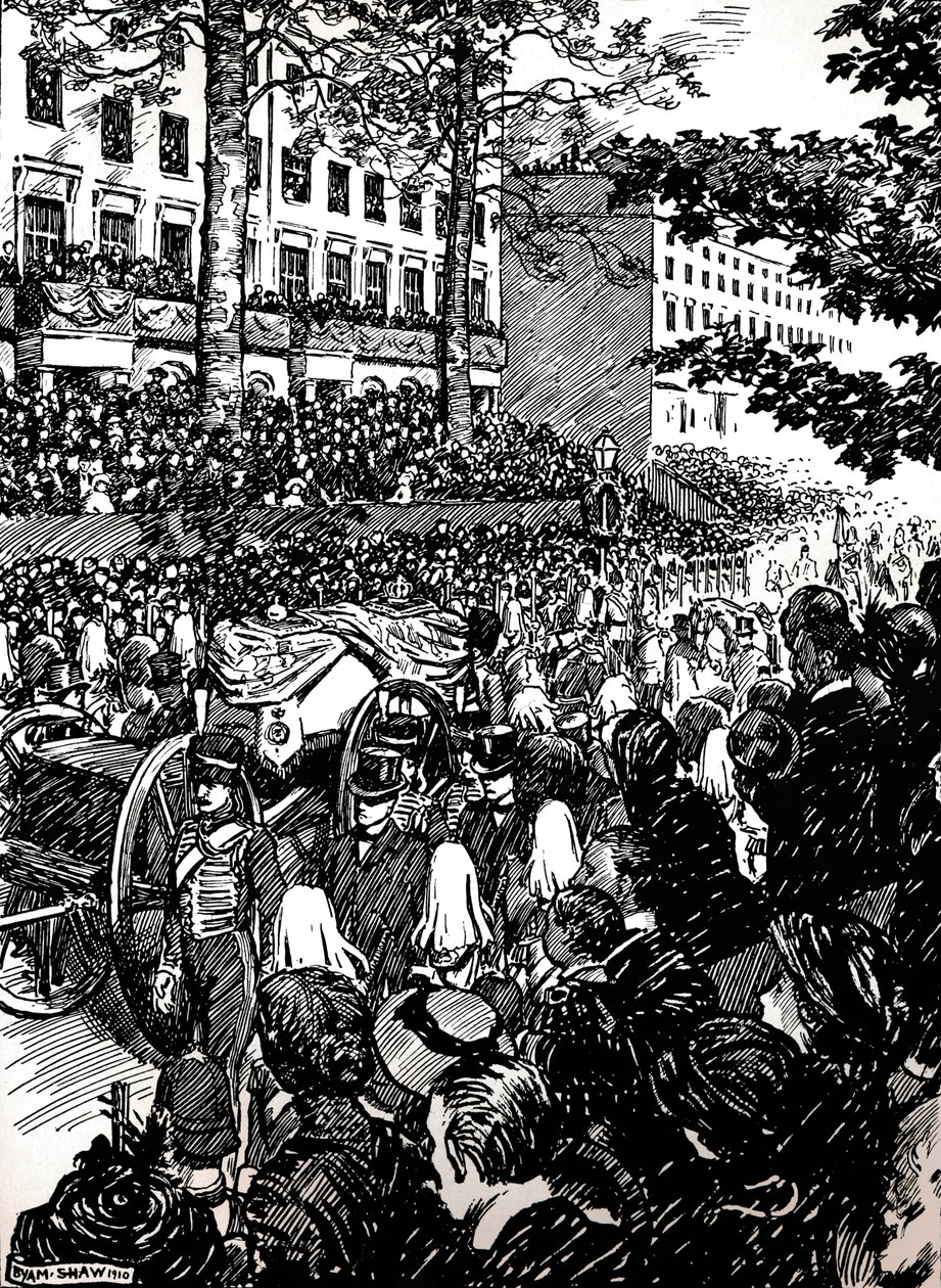 Ostatnia podróż króla Edwarda VII przez Londyn: kondukt pogrzebowy na Piccadilly, 1910 1911 autorstwa Byam Shaw