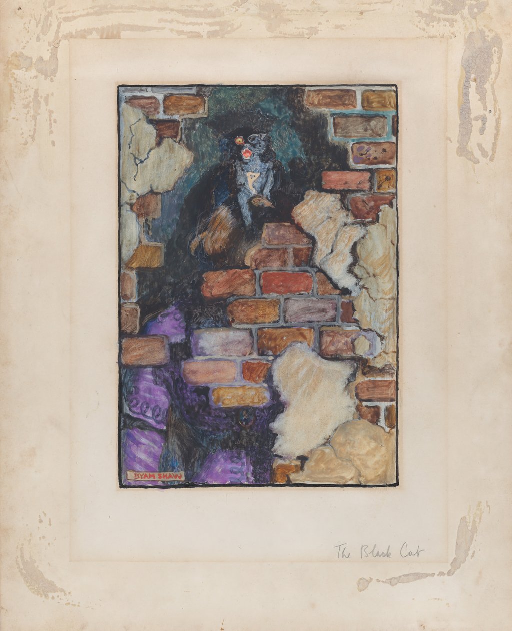 Czarny kot za „Wybrane opowieści o tajemnicy” Edgara Allana Poe, 1909, 1909. autorstwa Byam Shaw