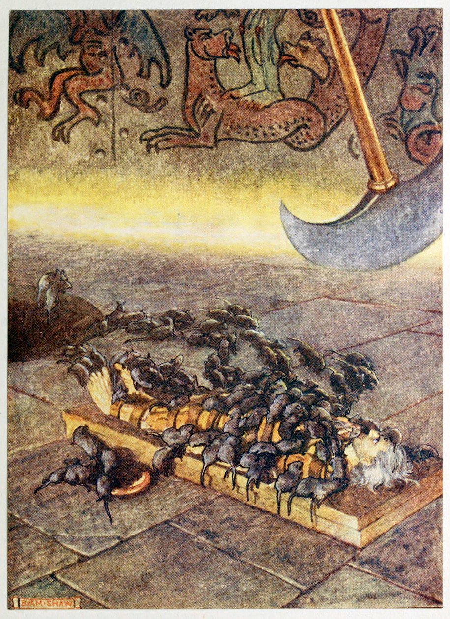 Zaroiło się ode mnie wiecznie gromadzącymi się stosami, z Selected Tales of Mystery, pub. 1909. autorstwa Byam Shaw