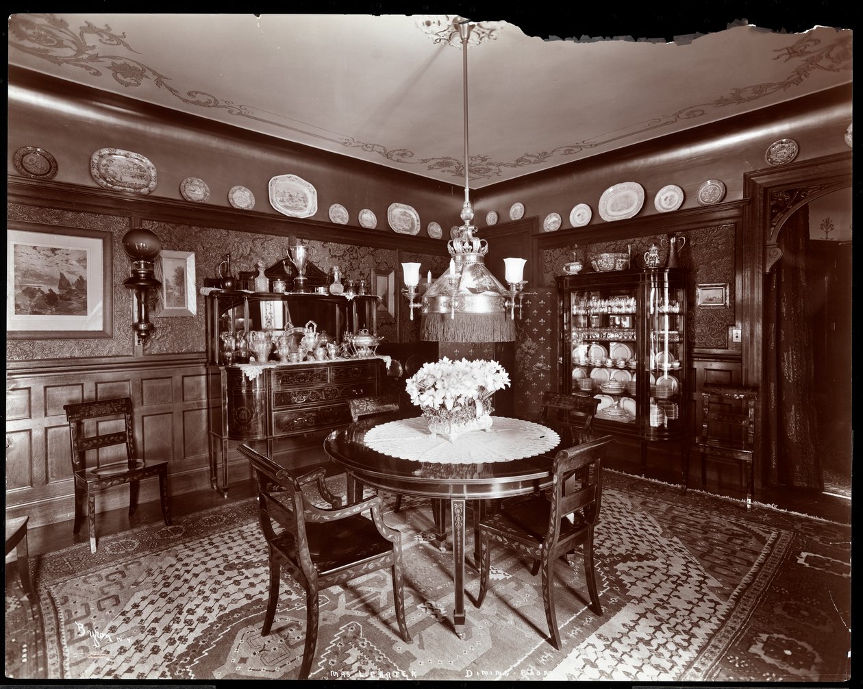 Jadalnia w rezydencji pani Leslie Carter w Nowym Jorku, 1903 (srebrny odbitka żelatynowa) autorstwa Byron Company