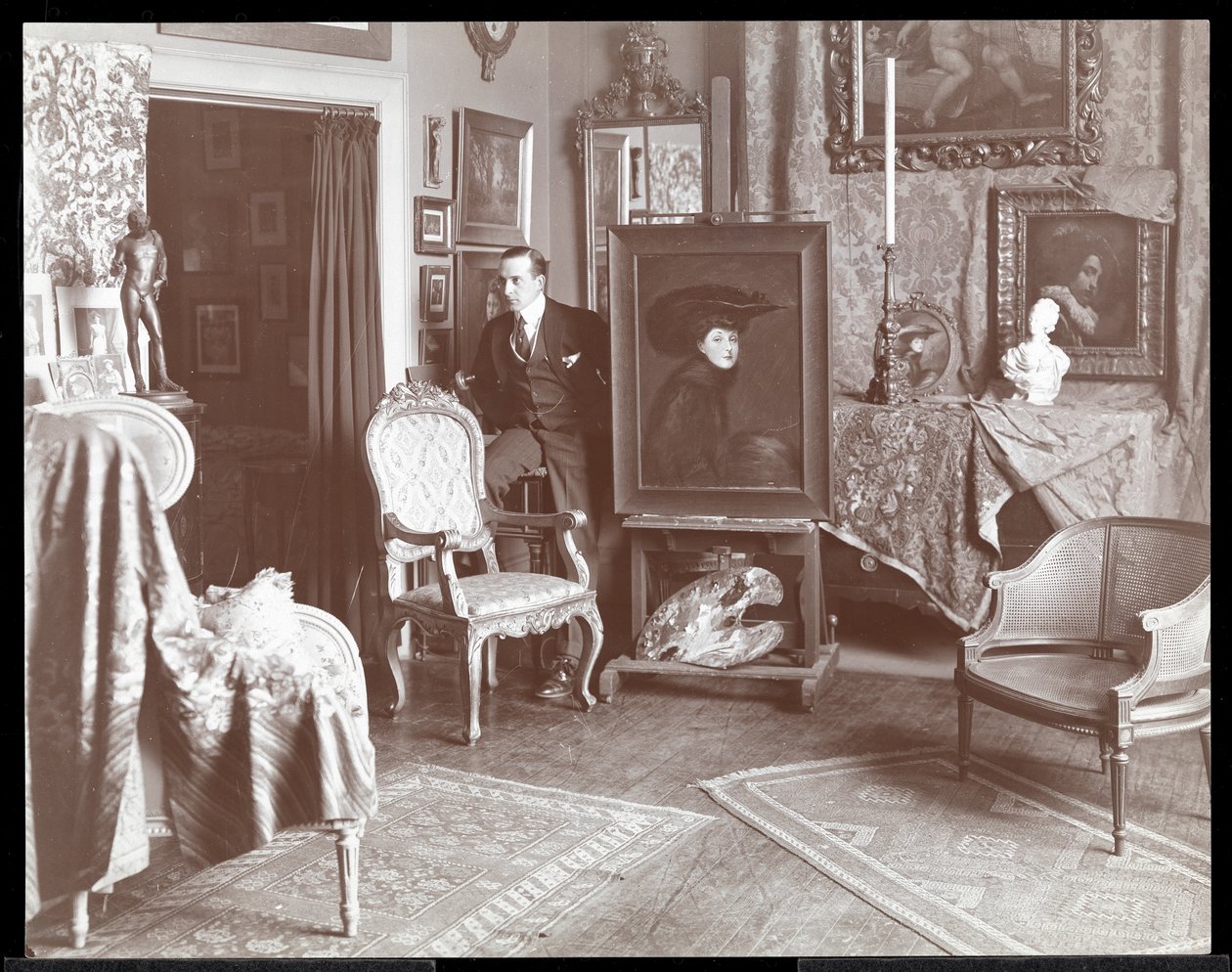 Malcolm Strauss w swoim studio w Nowym Jorku, ok.1895 (srebrna odbitka żelatynowa) autorstwa Byron Company