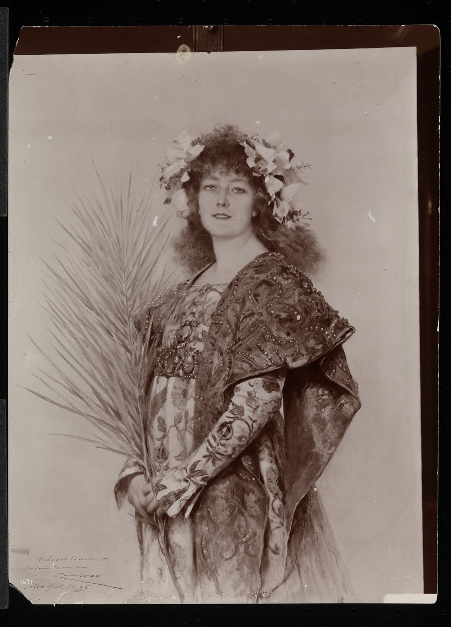 Portret Sarah Bernhardt jako Gismonda, 1895 lub 1896 (odbitka żelatynowa) autorstwa Byron Company