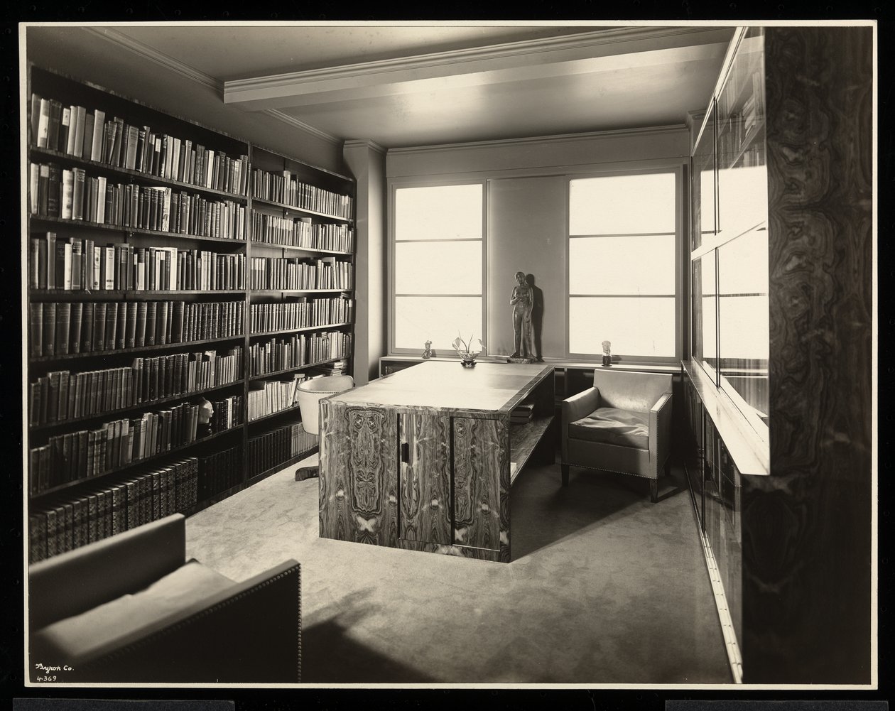 Biblioteka w domu pana Johna A. Dunbara, 50 East 77th Street, Nowy Jork, 1931 (srebrny odbitka żelatynowa) autorstwa Byron Company