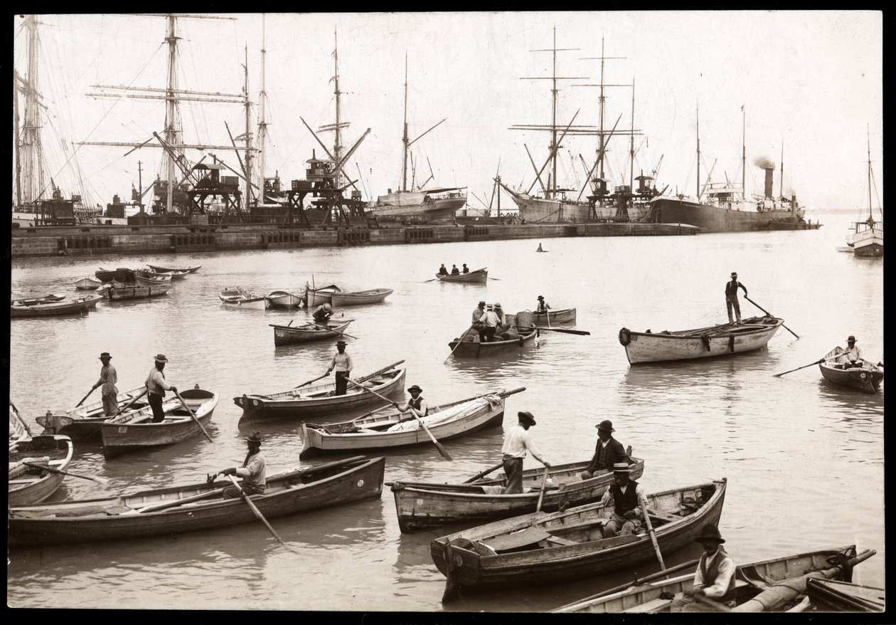 Widok na port w Collao, Peru, 1906 (srebrny odbitka żelatynowa) autorstwa Byron Company