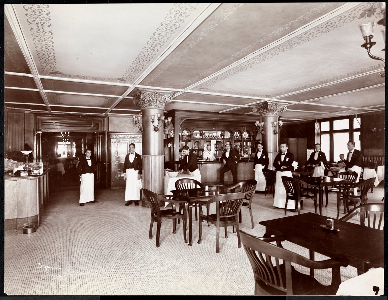 Kawiarnia w Hotelu Majestic, 1902 (srebrny odbitka żelatynowa) autorstwa Byron Company