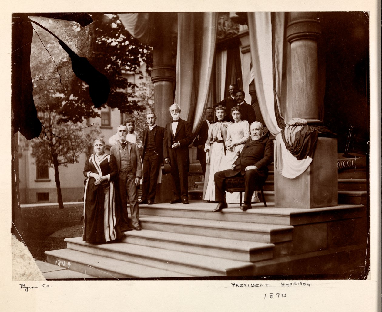 Prezydent Benjamin Harrison i grupa, 1890 (srebrny odbitka żelatynowa) autorstwa Byron Company