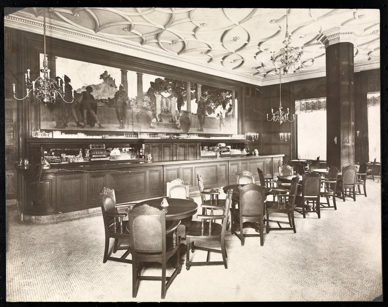 The Old King Cole Bar w hotelu Knickerbocker, 1906 (srebrny odbitka żelatynowa) autorstwa Byron Company