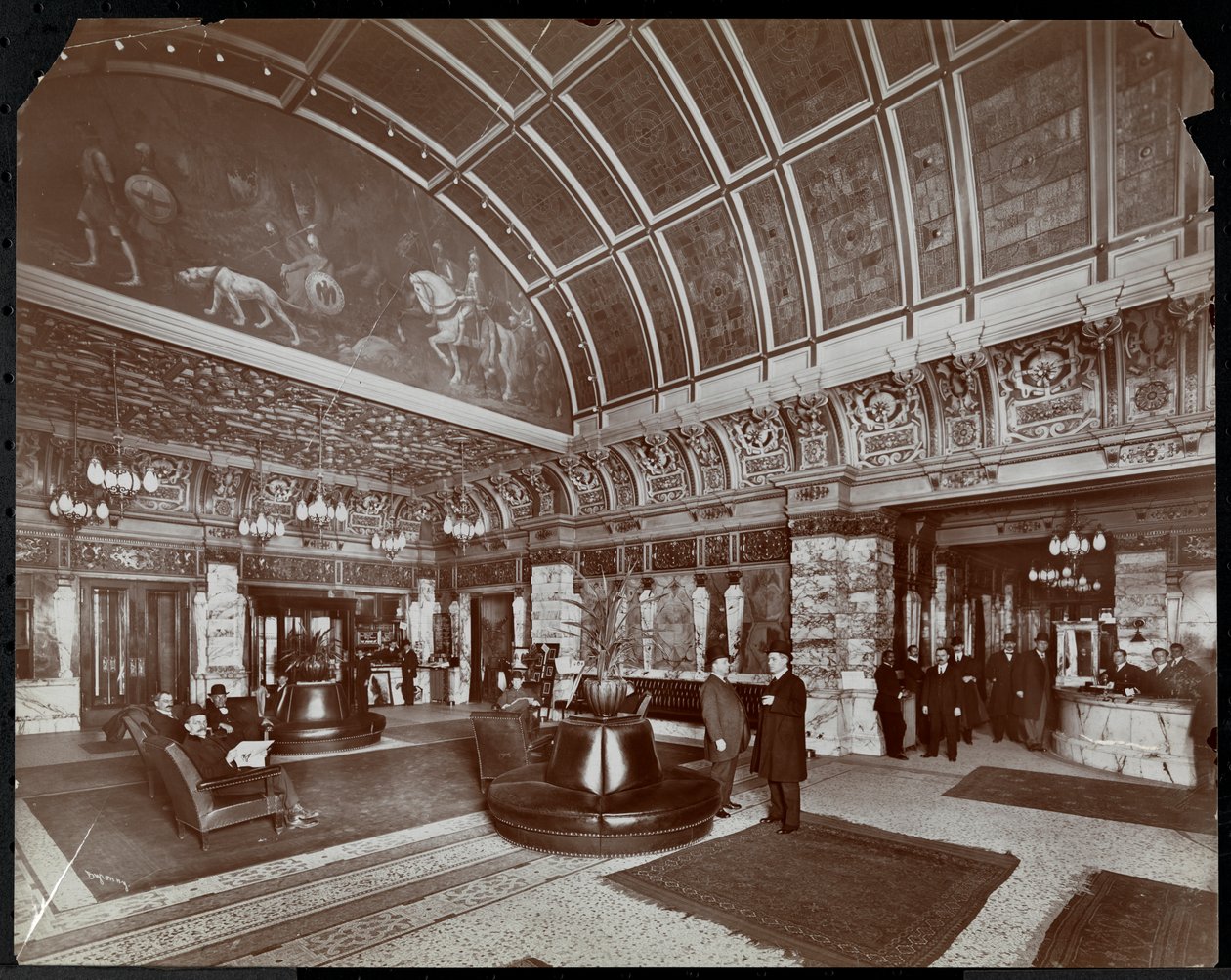 Hol w hotelu Walton, Filadelfia, ok. 1905 (srebrny odbitka żelatynowa) autorstwa Byron Company