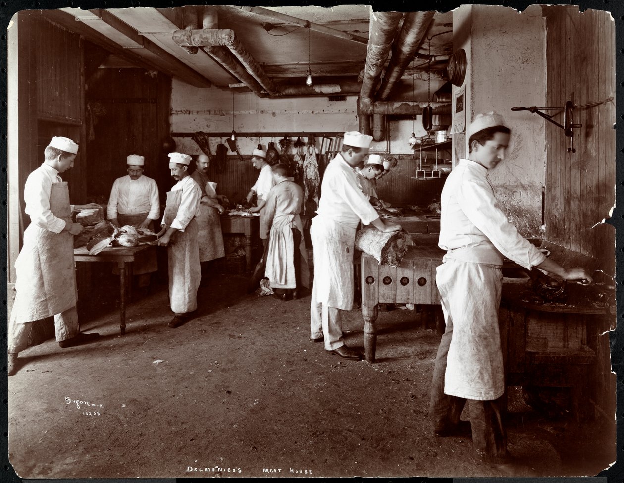 Zakład mięsny w Hotelu Delmonico, 1902 (srebrny odbitka żelatynowa) autorstwa Byron Company