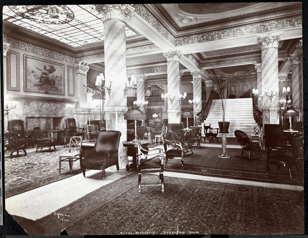 Sala recepcyjna w Hotelu Majestic, 1902 (odbitka żelatynowa) autorstwa Byron Company