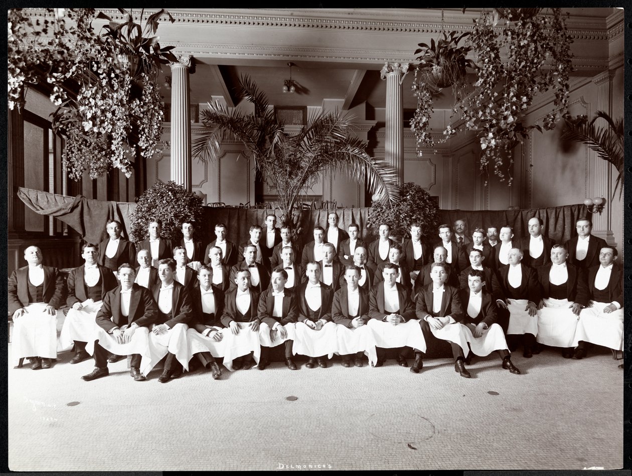 Kelnerzy w Hotelu Delmonico, 1902 (srebrny odbitka żelatynowa) autorstwa Byron Company