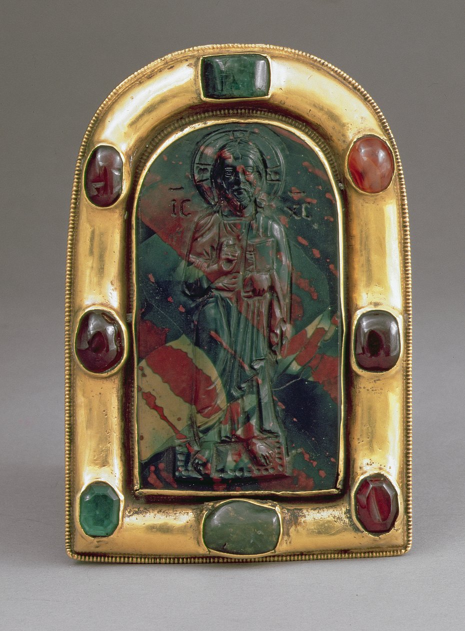 Kameo Chrystusa dającego Błogosławieństwo (jaspis, złoto i klejnoty) autorstwa Byzantine