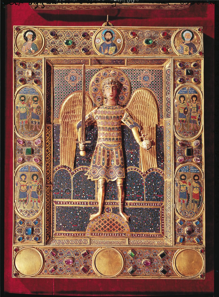 Emaliowana tablica przedstawiająca Archanioła Michała (emalia i kamienie szlachetne) autorstwa Byzantine