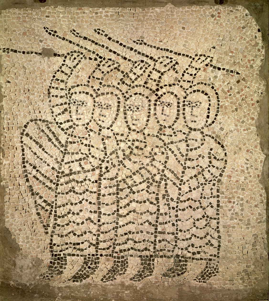 Bruk św. Jana Ewangelisty, fragment pięciu krzyżowców, mozaika 1213 autorstwa Byzantine