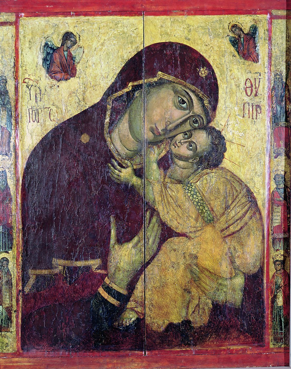 Dziewica Eleusa, z Nesebyru, Bułgaria, XIII-XIV w. (tempera na płycie) autorstwa Byzantine