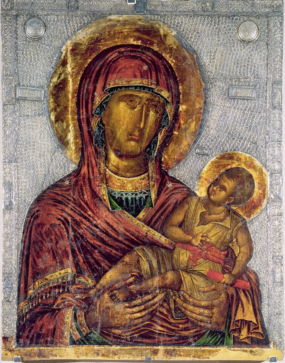 Dziewica z Dzieciątkiem (tempera na panelu) autorstwa Byzantine