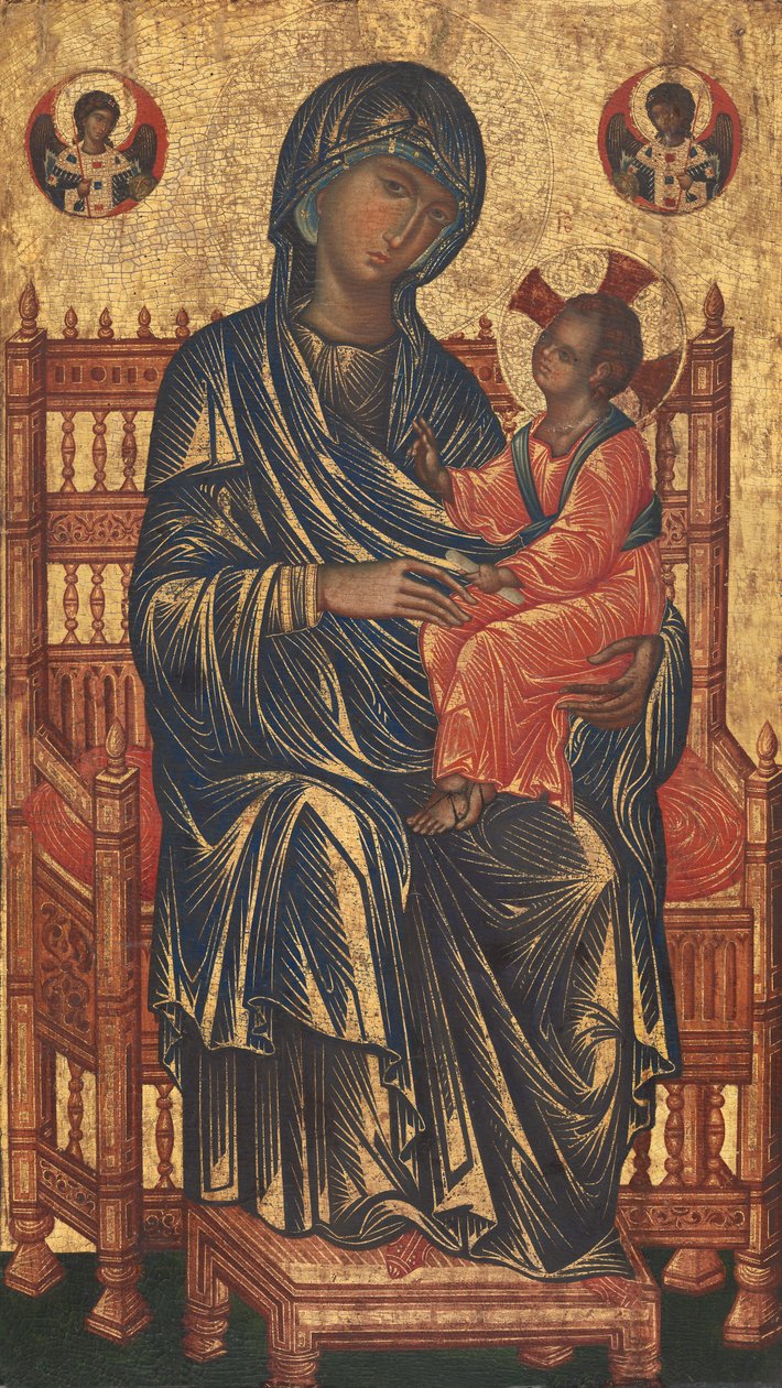Madonna z Dzieciątkiem w intronizacji autorstwa Byzantine 13th Century