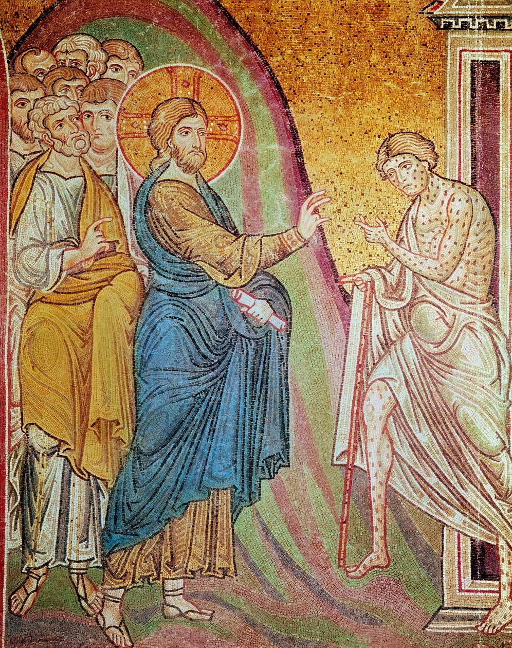 Jezus uzdrawia trędowatego (mozaika) autorstwa Byzantine School