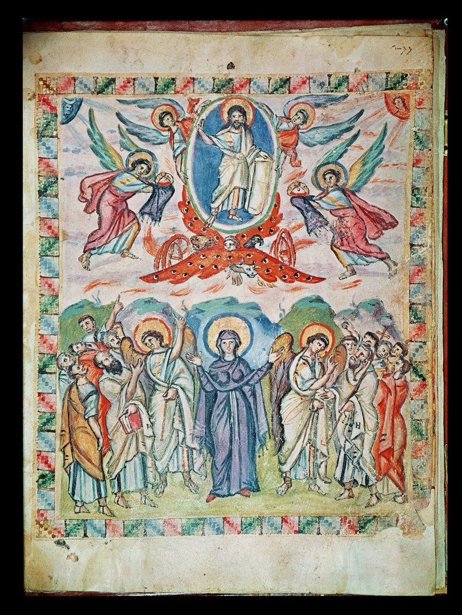 Ms Plt 1 56 Wniebowstąpienie, z Ewangelii Rabula, 586 AD autorstwa Byzantine School