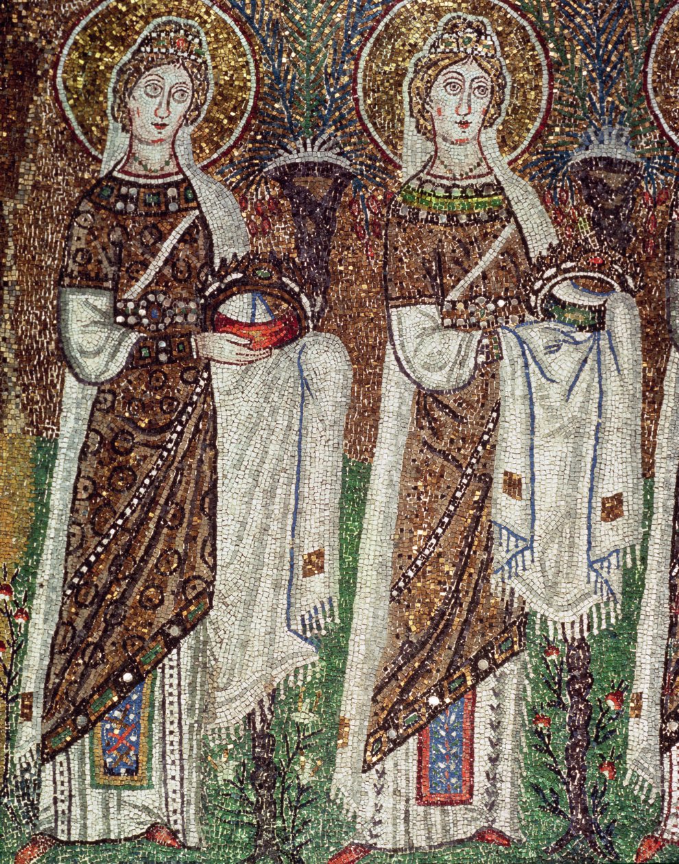 Procesja Męczenników Dziewiczych, 527-99 (mozaika) (detal 58073) autorstwa Byzantine School
