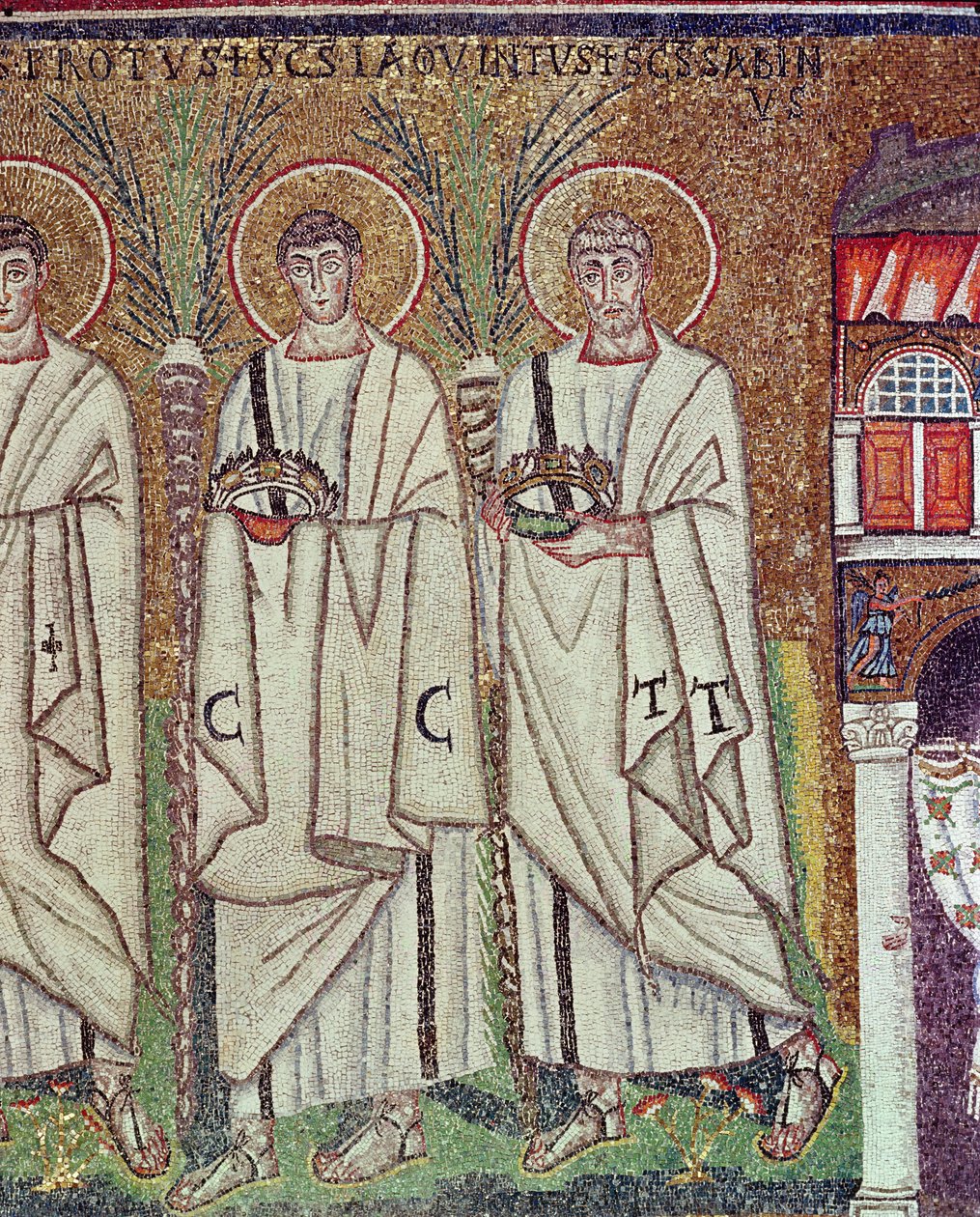 Procesja Męczenników, 527-99 (mozaika) (detal z 58071) autorstwa Byzantine School