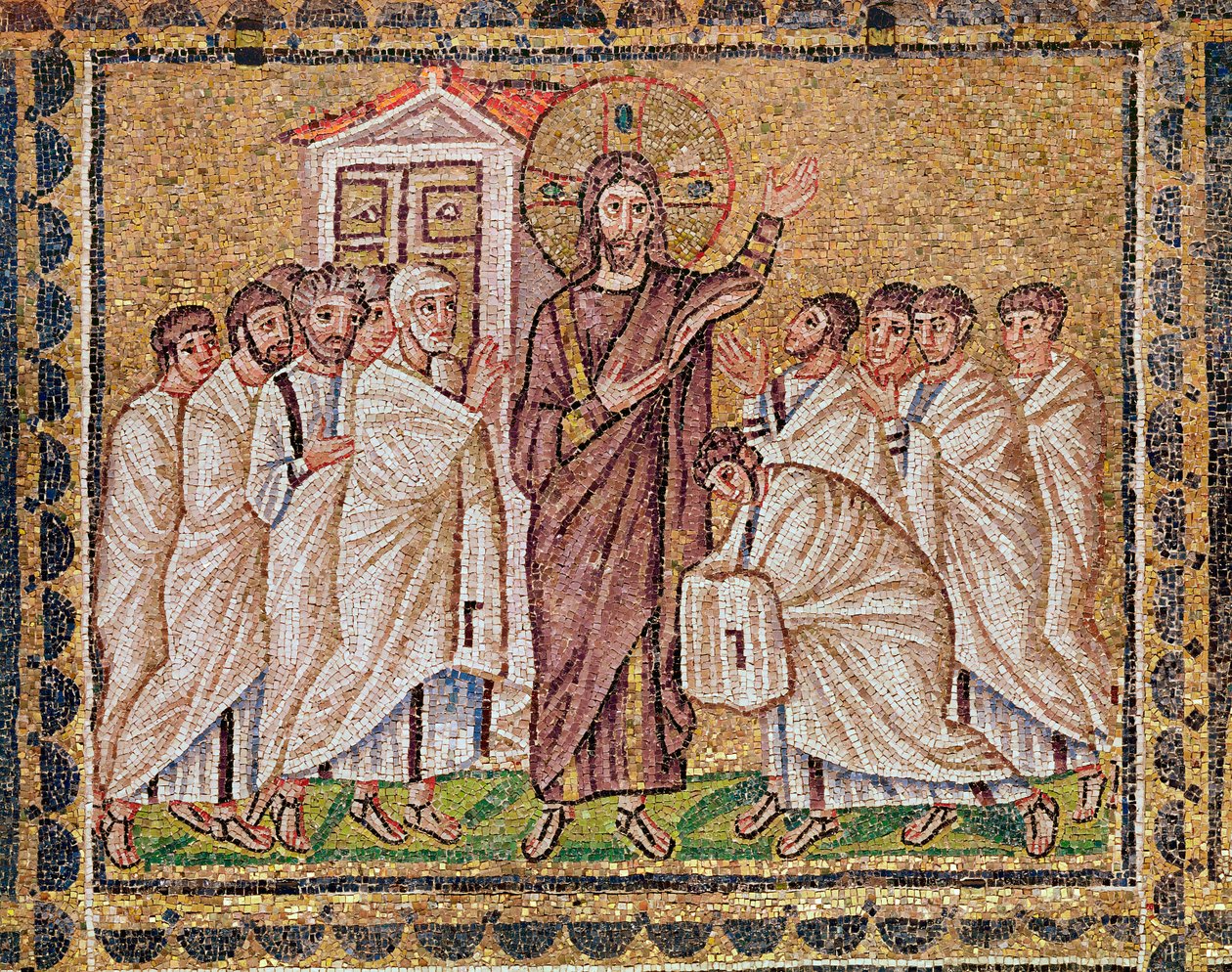 Niedowierzanie św. Tomasza ze scen z życia Chrystusa (mozaika) autorstwa Byzantine School