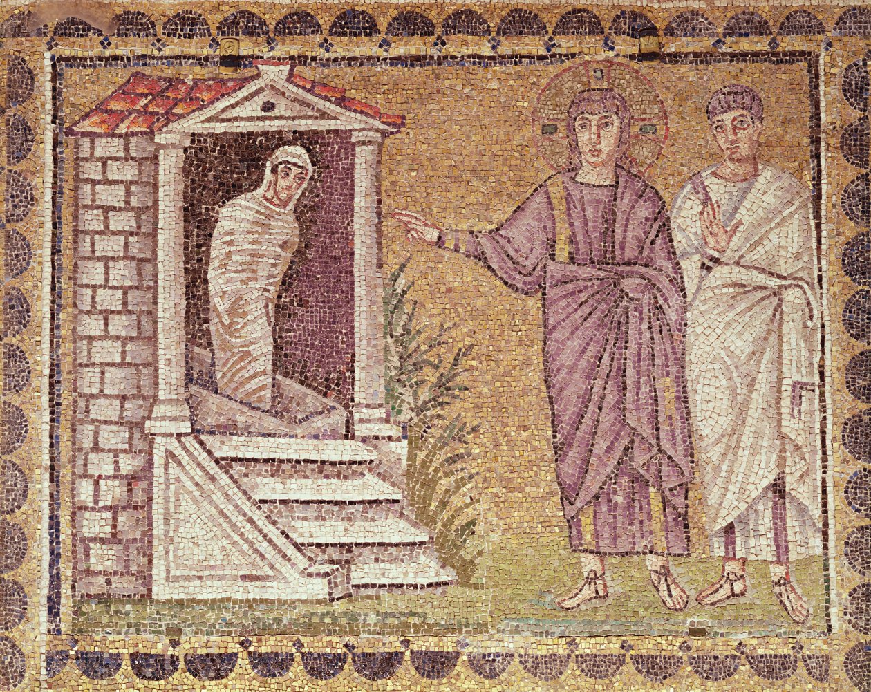 Wskrzeszenie Łazarza, sceny z życia Chrystusa (mozaika) autorstwa Byzantine School