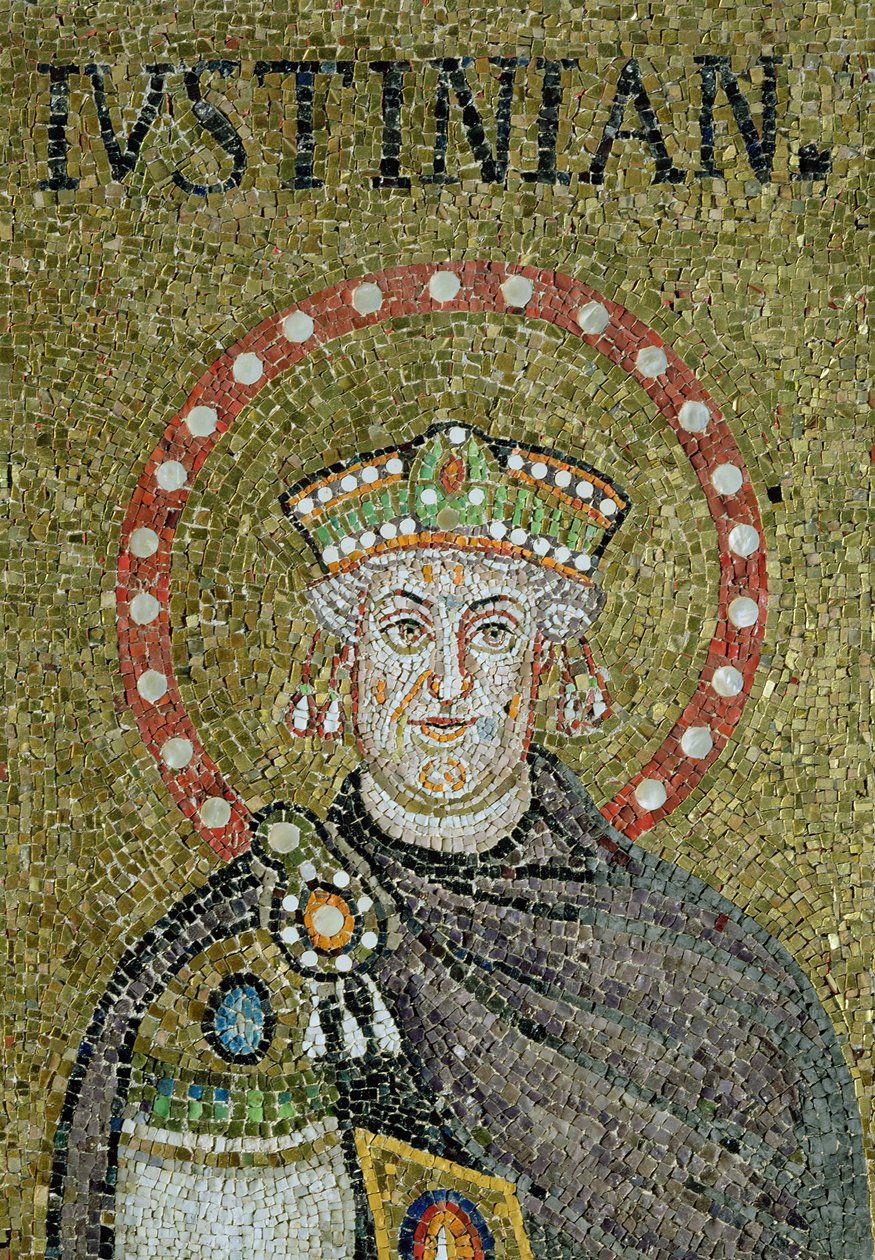 Twarz Justyniana (mozaika) autorstwa Byzantine School