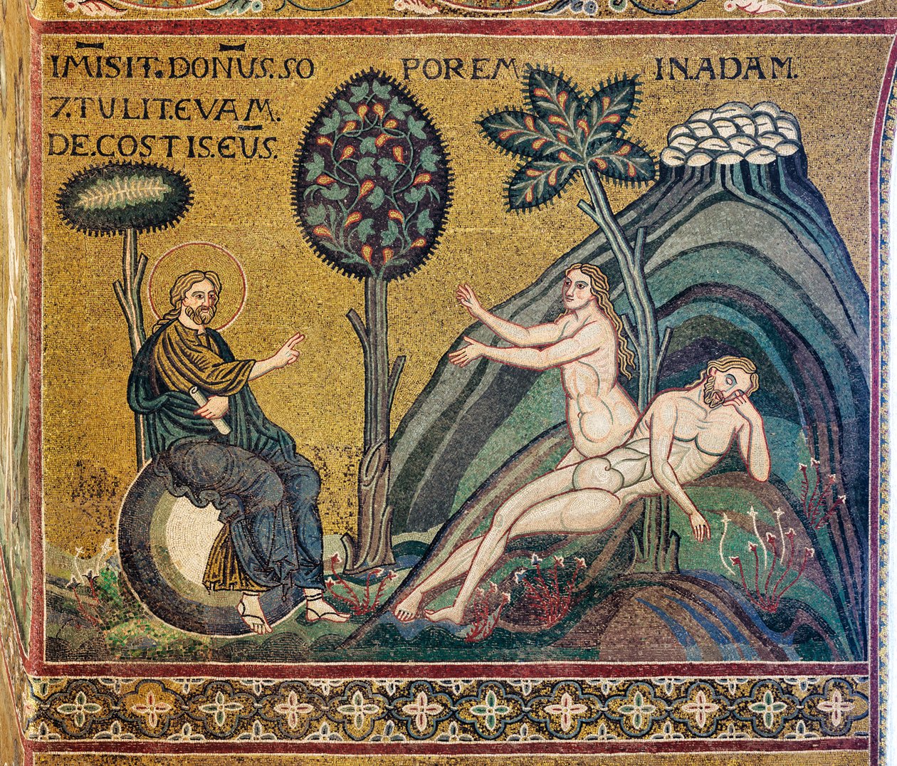 Stworzenie Ewy, mozaika bizantyjska, XII-XIII w., na kontrze (mozaika) autorstwa Byzantine