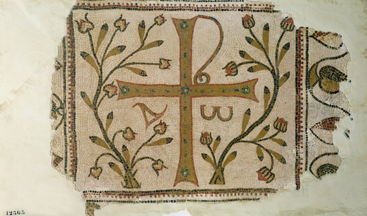 Krzyż Sbeitla, z bazyliki Henchir Ali Ben Rzal, Tunezja, V-VI w. (mozaika) autorstwa Byzantine
