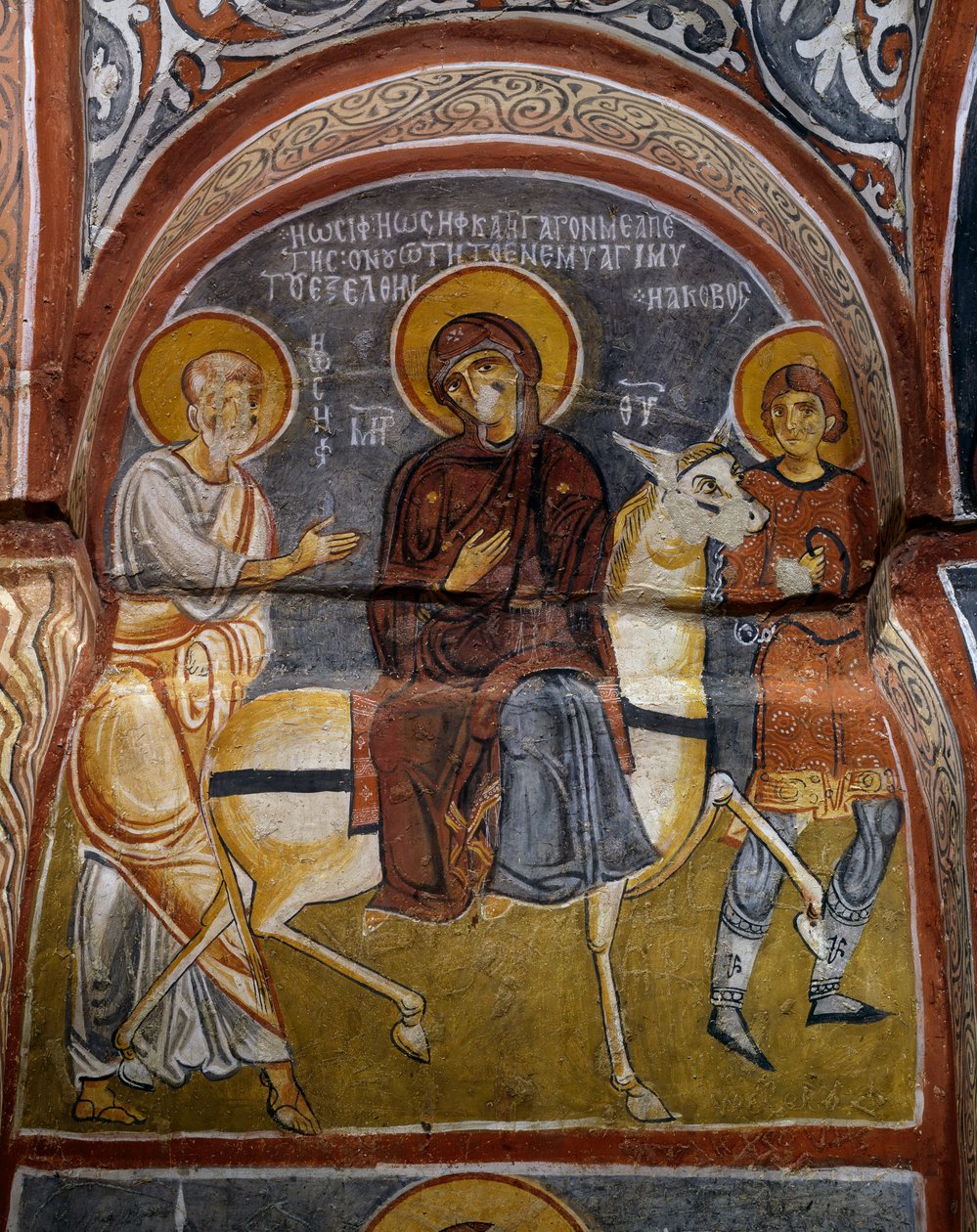 Ucieczka do Egiptu, bizantyjski fresk (XII w.), Karanlik Kilise (Ciemny Kościół) (XII-XIII w.), Göreme (Lista Światowego Dziedzictwa UNESCO) autorstwa Byzantine