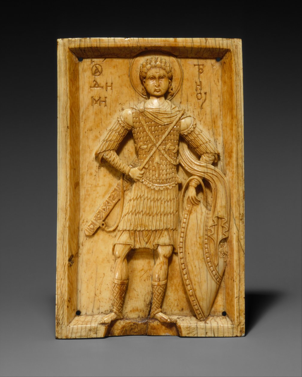 Ikona ze Świętym Demetriosem, 950-1000 (kość słoniowa) autorstwa Byzantine