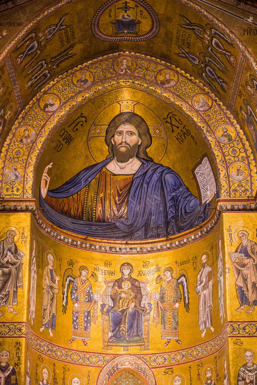 Obraz Jezusa, Katedra Santa Maria Nuova, Monreale, Sycylia, Włochy, Europa autorstwa Byzantine