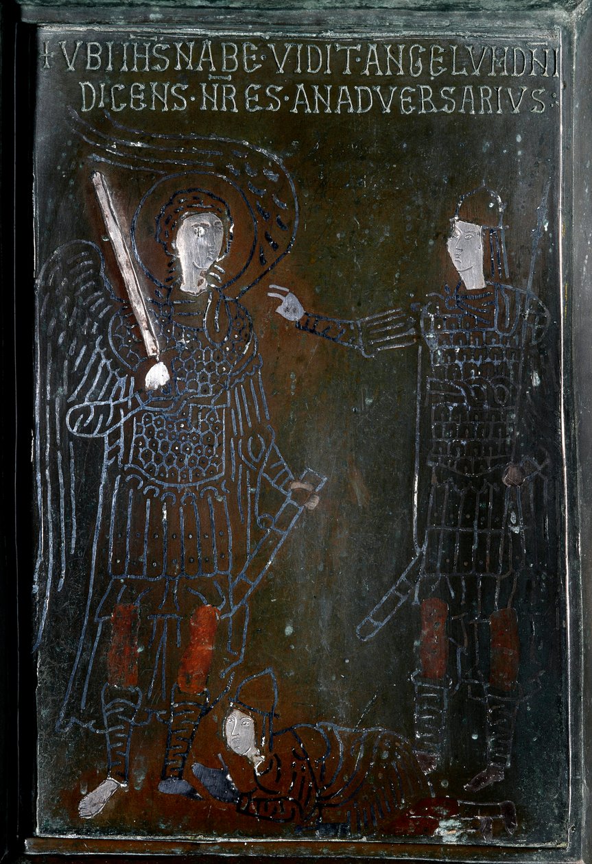 Josue spotyka anioła z brązowej płytki drzwiowej wykonanej w Konstantynopolu w 1076 roku. Monte Sant 